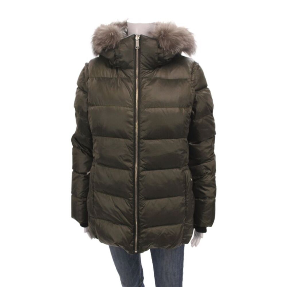 Andrew Marc Women Puffer Jacket Green Nylon Zip Long Sleeve Size M